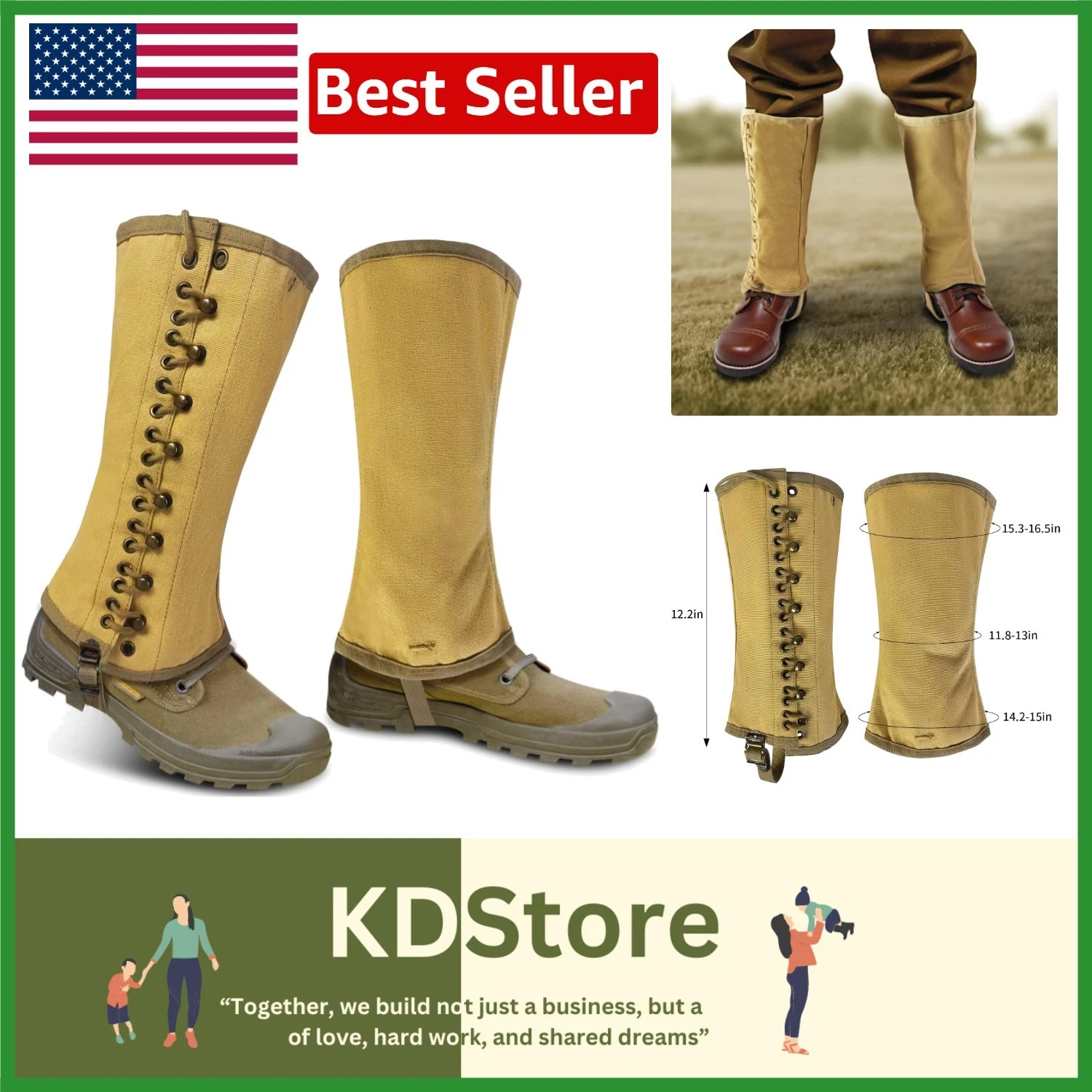 Vintage WWII-Replica Canvas Leg Gaiters for Outdoor & Military Enthusiasts