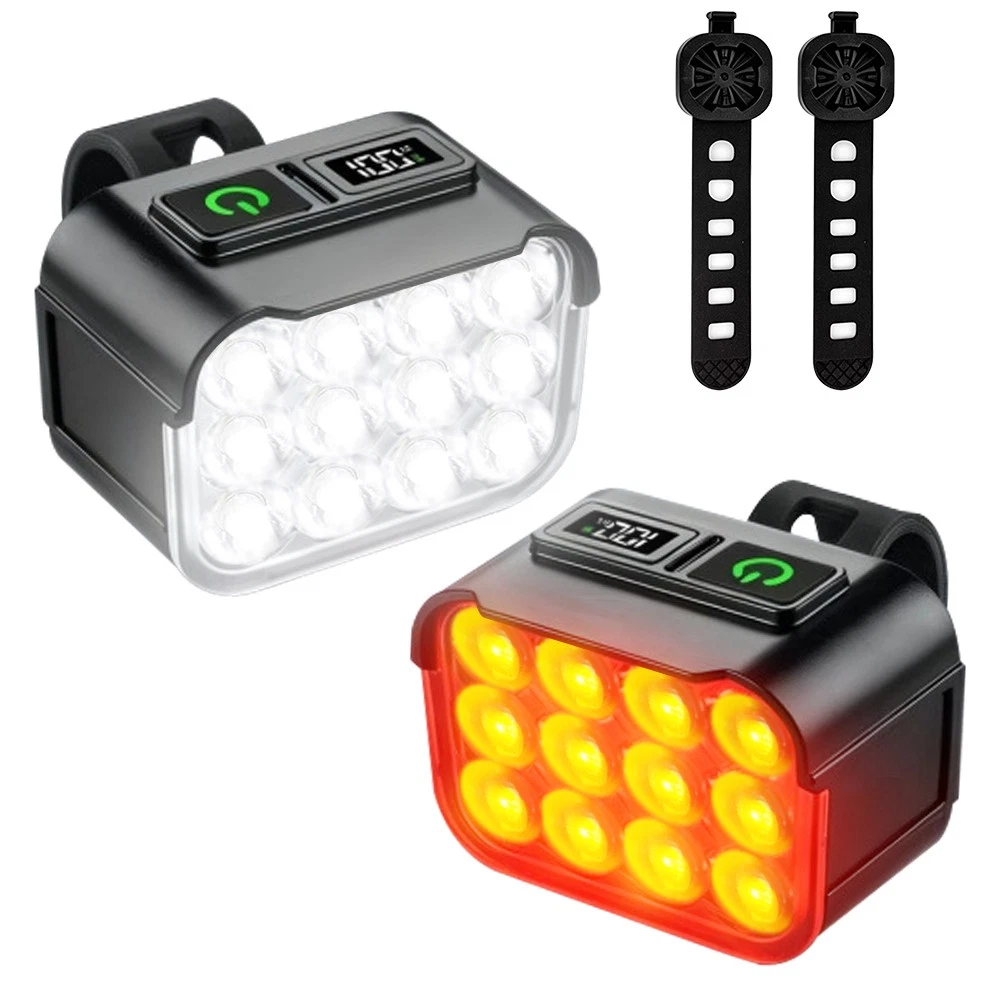 2x Mountain Bike Lights USB Rechargeable Bicycle LED Torch Front Rear + Lamp Set
