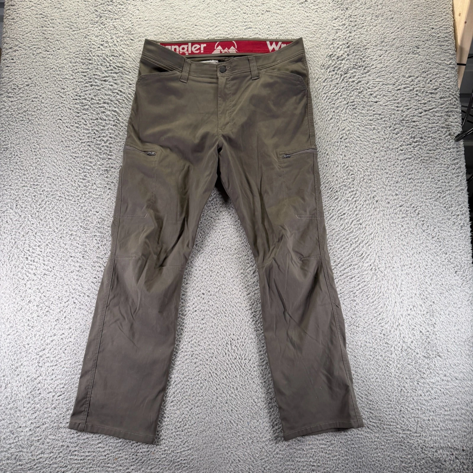 Wrangler Pant Mens 34x30 Brown Nylon Windbreaker Cargo Gorpcore Hiking Stretch