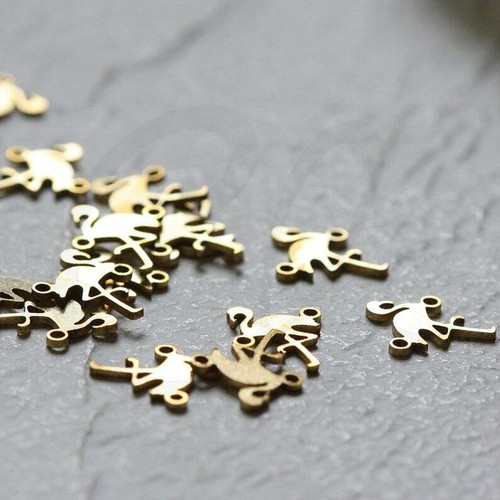 4 Stück Lasergeschnittenes massives Messing Vogelglied - 12 x 10 mm (CW-4344C) - Bild 1 von 6