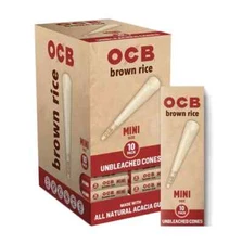 🌱 OCB BROWN RICE MINI CONES 💚 MINI SIZE 🌱 24 BOXES 🌱 10 PACK 🌱 240 CONES