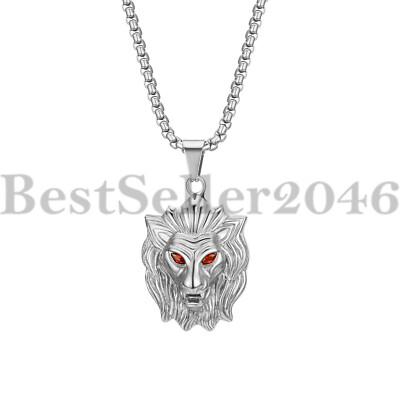 Personality Animal Lion Head Punk Luminous Glow In The Dark Lion Pendant Necklace With Stainless Steel Chain For Halloween Club