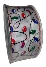 2.5" x 50 Yards Premium Wired Edge Ribbon, Christmas Holiday Lights Mega Roll