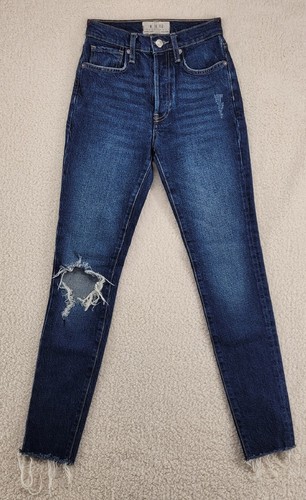 Pantalones de mezclilla Free People We The Free tiro alto ajustados talla 24 desgastados botón mosca - Imagen 2 de 22