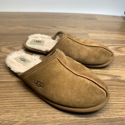 UGG Scuff Slipper Womens Slip on Size 11 Chestnut Suede Sheepskin Casual  Mule