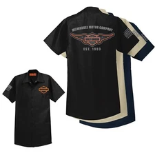 RED KAP Mechanic Shirt Harley Davidson Biker Motorcycle Embroidered Automotive