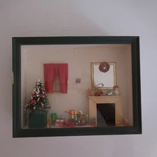 Frame Box Showcase Christmas Handmade ECV Art Nouveau Deco 20th Pn France N2822