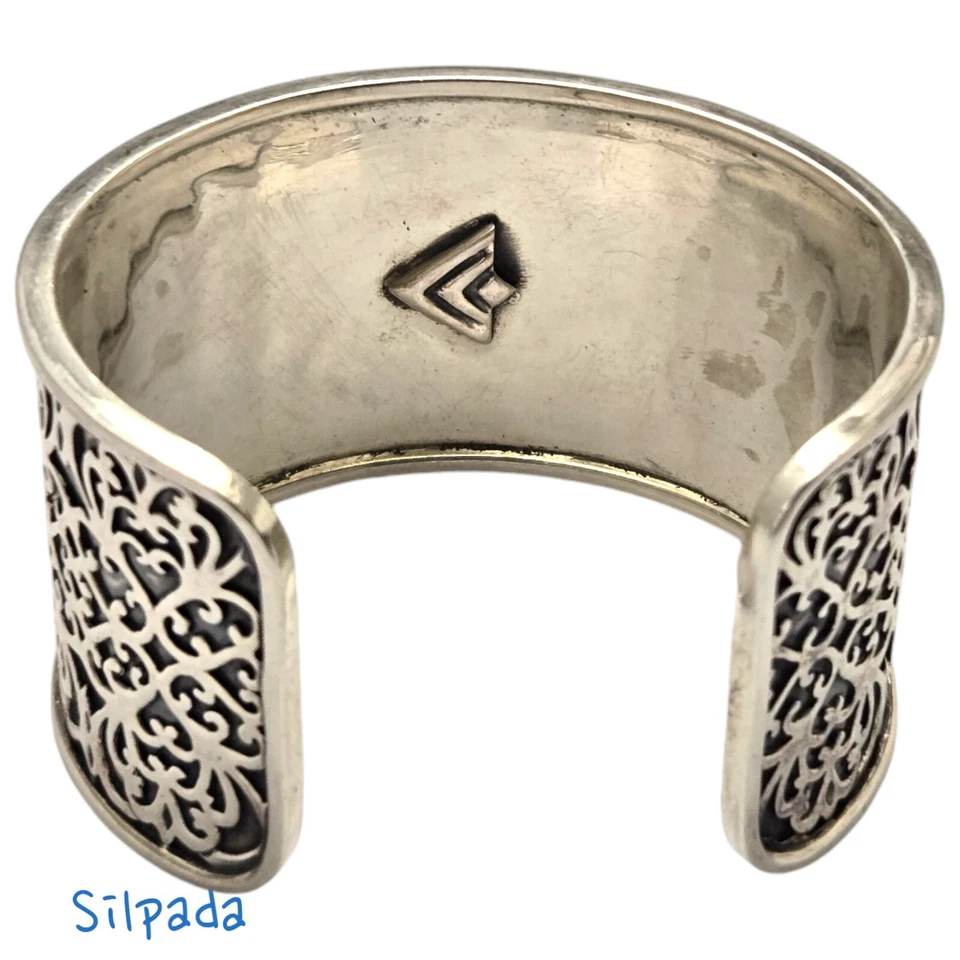Retired Silpada Sterling Silver Wide Intricate Cuff Bracelet Filigree - Image 2 of 4