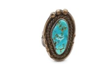 Vintage Native American Navajo Sterling Silver Turquoise Ring Size 7.5 L5