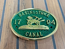BASINGSTOKE CANAL Brass Plate Sign Boat Canal Narrowboat River Traditional