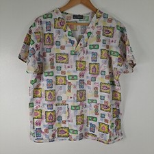 Scrub Top Women's Breast Cancer Ribbon Crest M