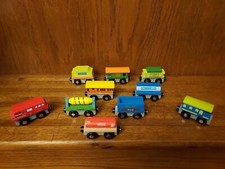Magnetic Wooden Train Set: 1 Engine 8 Train Cars  1 Caboose: 10 Piece Train Set