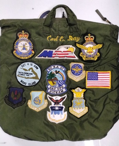 War era Flyer's Helmet Bag Pilot Patched Patches USAF 70s