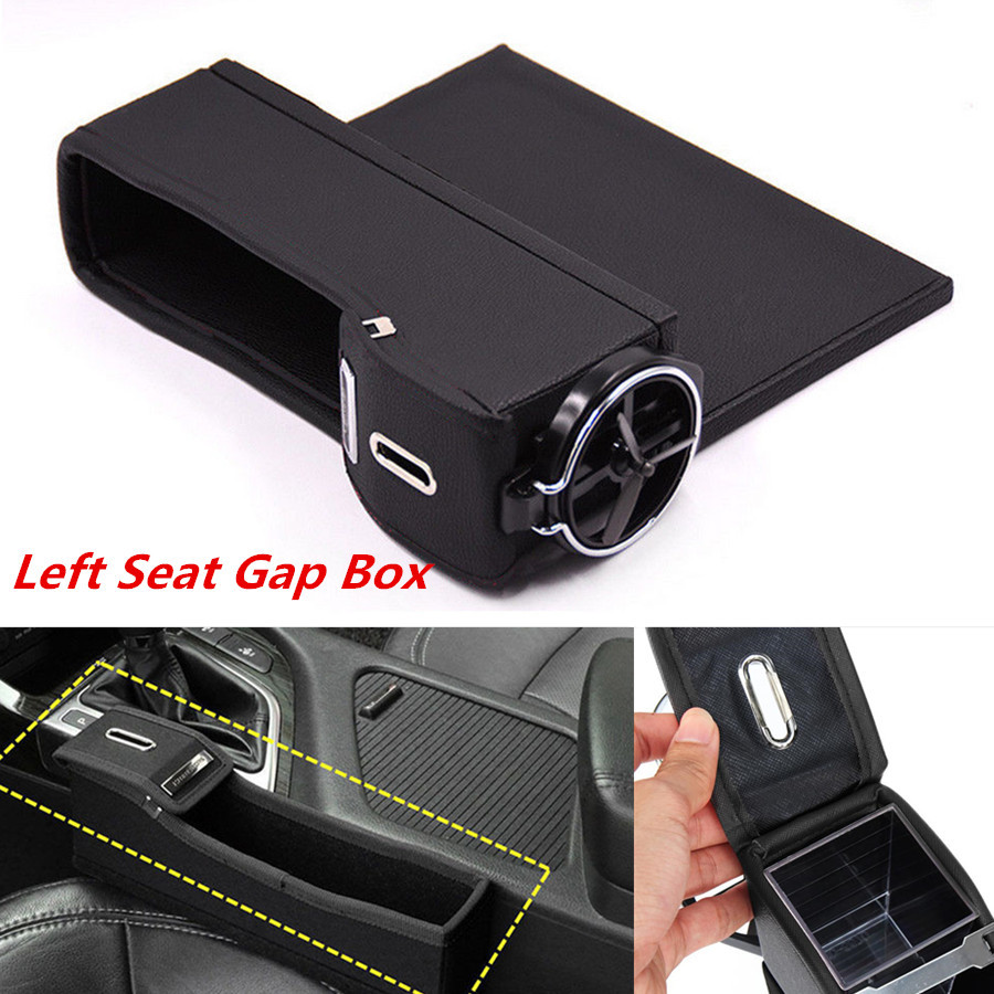 1Pc Car Seat Catcher Gap Left Cup Holder Side Filler Storage Box Coin Collector