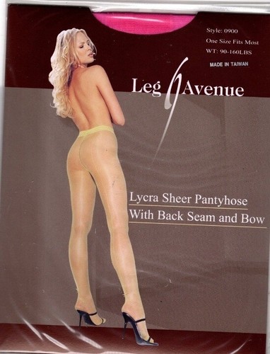 Sale Price Leg Avenue Lycra Sheer Tights With Back Seam & Bow Black One Size - Picture 2 of 2