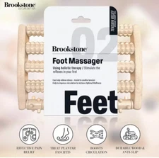 Brookstone Wood Rolling Foot Massager Improve Circulation Therapeutic NEW
