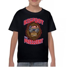 Bigfoot for President Youth T-shirt Funny Sasquatch Humor Pop Culture Kids