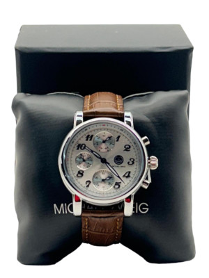 Michael Zweig Analog Quartz Ladies Watch in Brown Blue Genuine Leather Strap 