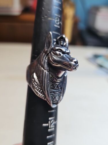 Men's EGYPTIAN Pyramid PHARAOH Dog Type Creature Ring Stainless Size 10 (OK) - Picture 2 of 6