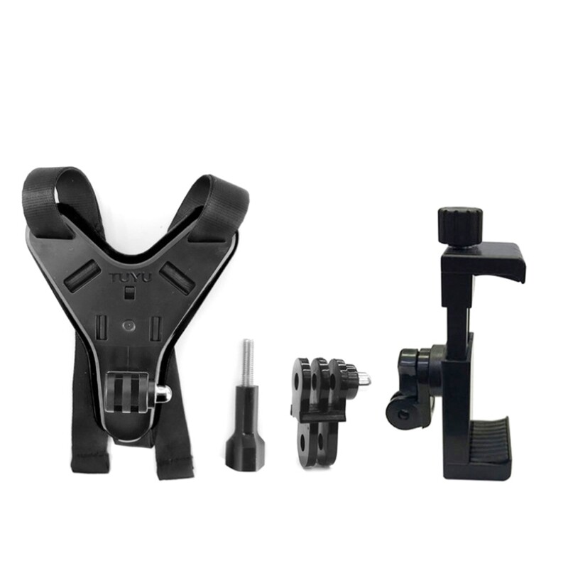 Helmet Chin Mount Motorcycle Strap Holder for All Smartphones and Action Cameras