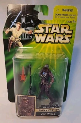 Zam Wesell VTG 2001 Hasbro Star Wars Attack of The Clones Action Figure/Toy~NIB