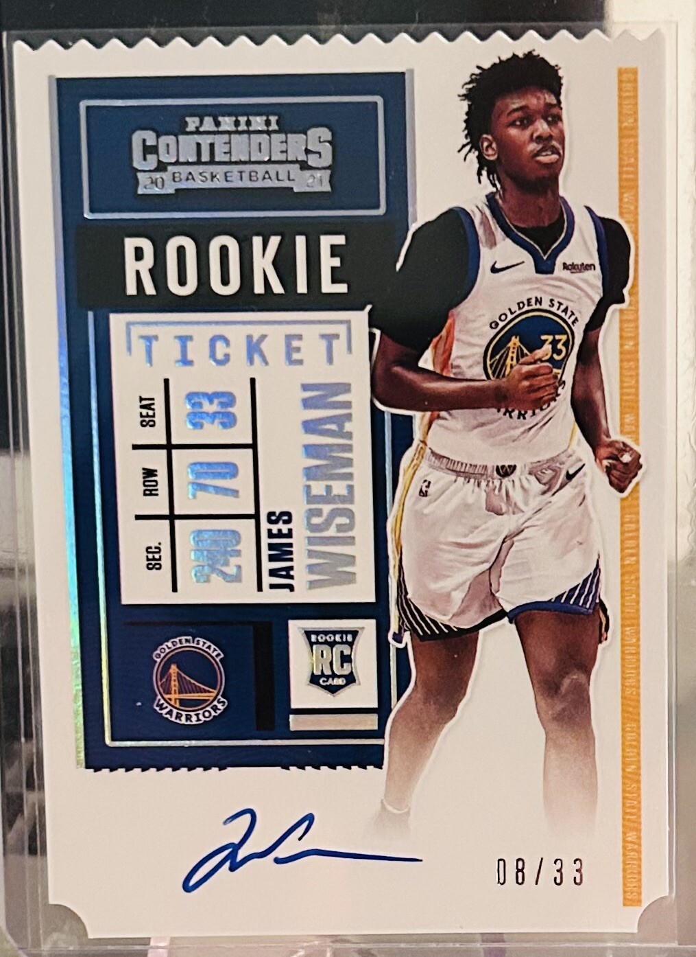 2020-21  Contenders James Wiseman RC Rookie Ticket Stub  Auto /33, PACK FRESH