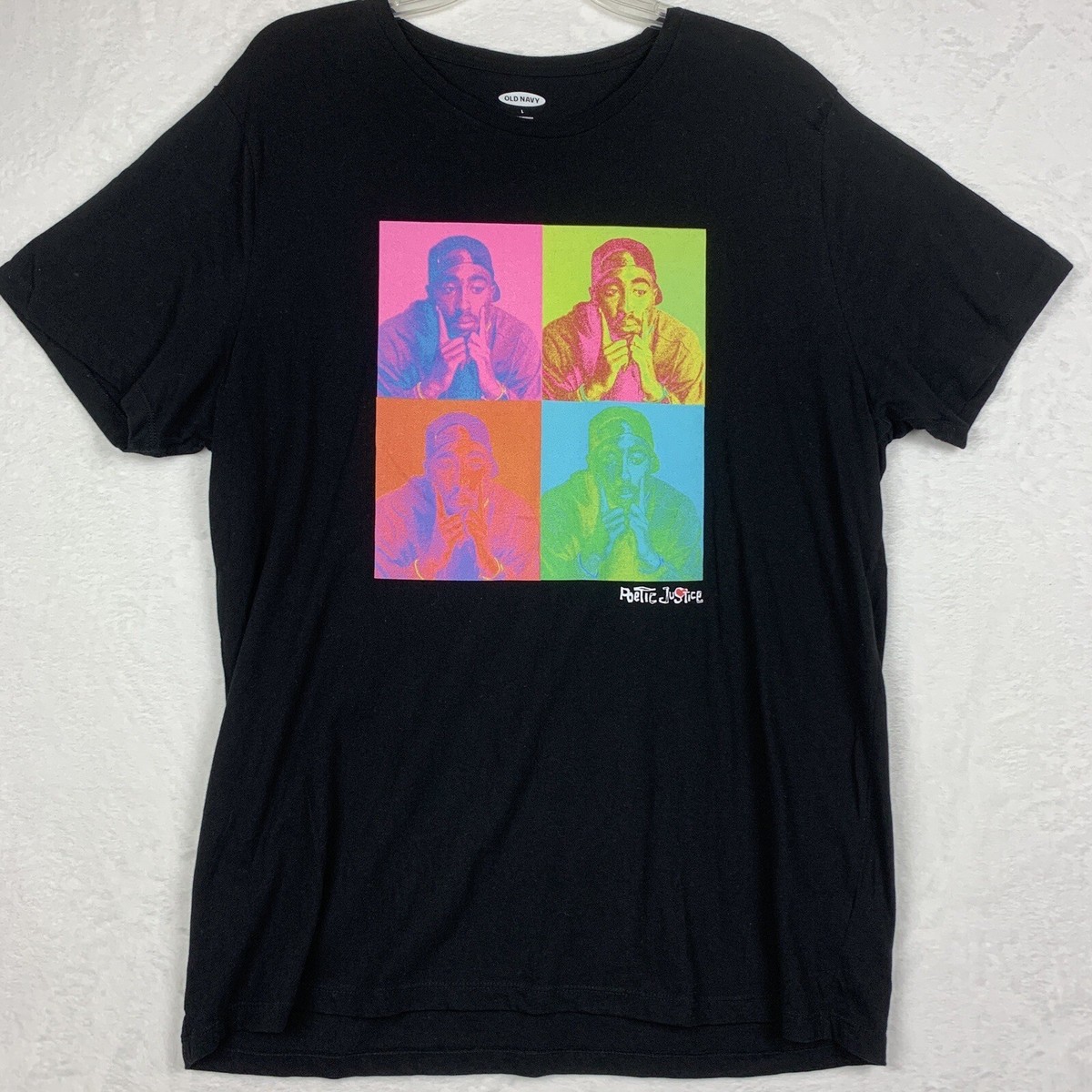 Old Navy Poetic Justice T Shirt Adult Size Large Black 2Pac Tupac