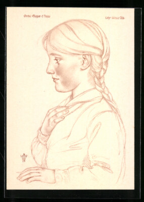 Artist postcard W. Willrich, farmer's child from the Ulm Alb at the age of seven, profile 