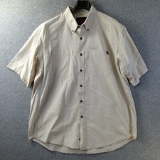 Riggs Workwear By Wrangler Shirt Men Medium Beige Dual Pockets Pen Notch Durable