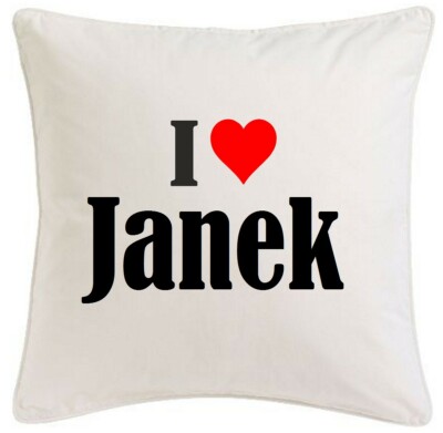 KISSENBEZUG I LOVE JANEK 40CMX40CM AUS MIKROFASER