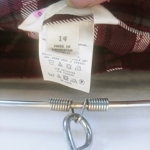 Lands End Plaid Skirt Jrs 14 Pleats Burgundy White Grey Side Zip Academia - Picture 3 of 6