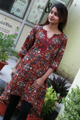 Ayurvastram - Ara Pure Cotton Embroidered Block Print Style Tunic with High Low 