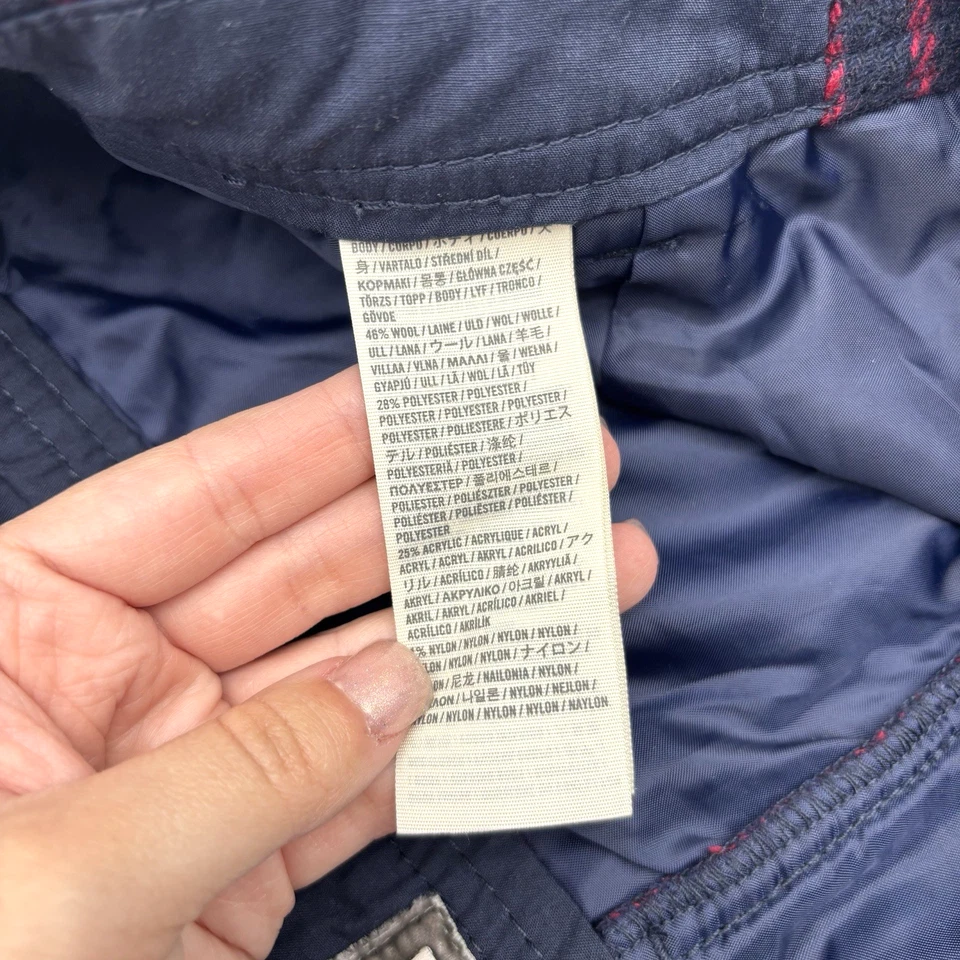 Винтажные микро шорты Y2K Abercrombie & Fitch красные темно-синие клетчатая шерстяная смесь 4 30x2,5 дюйма - Изображение 3 из 4