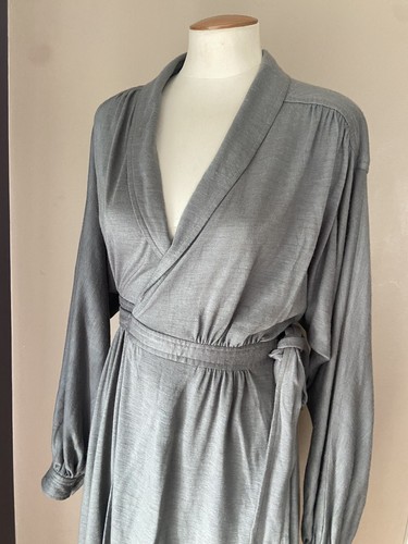 Vtg 70s/80s Warren Z Sage Green Wool Blend Wrap Dress Studio 54 EUC Size XS - Picture 4 of 7