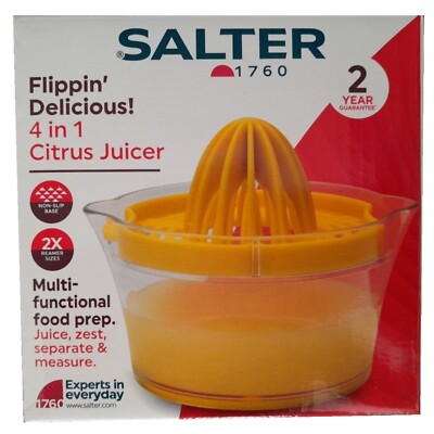 Salter 4-In-1 Citrus Juicer – BNIB -2 Reamer Sizes, Egg Separator, Non-Slip  Base UK