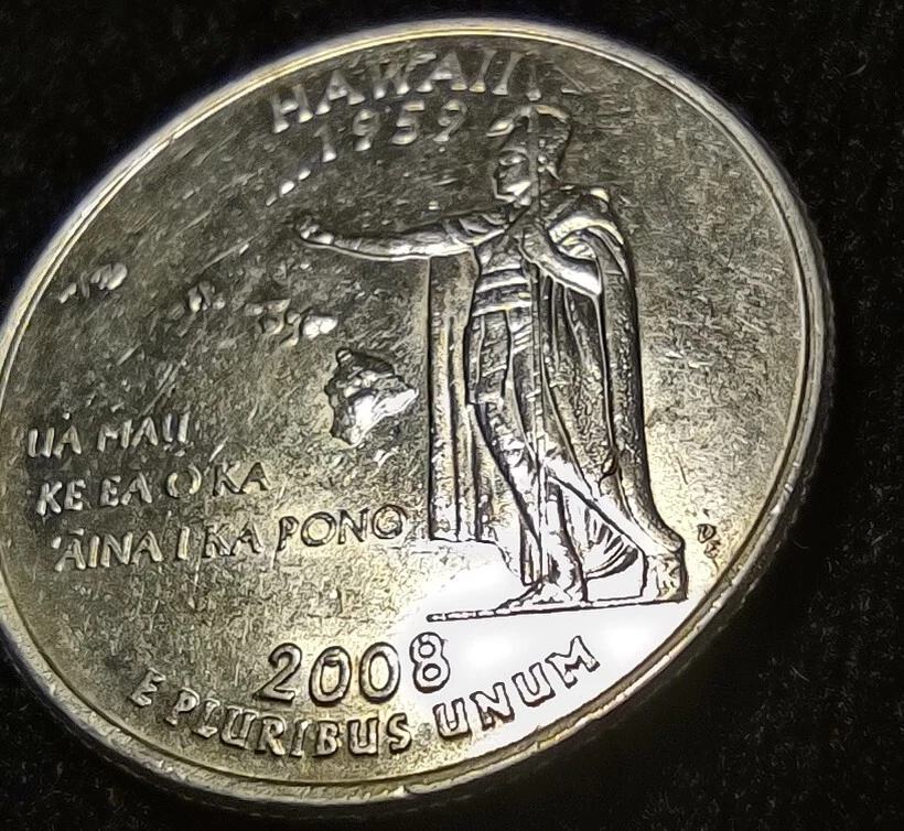 2008 P Hawaii State Quarter With Speared Monarch Die Break  On The Calf   - Image 3 of 4