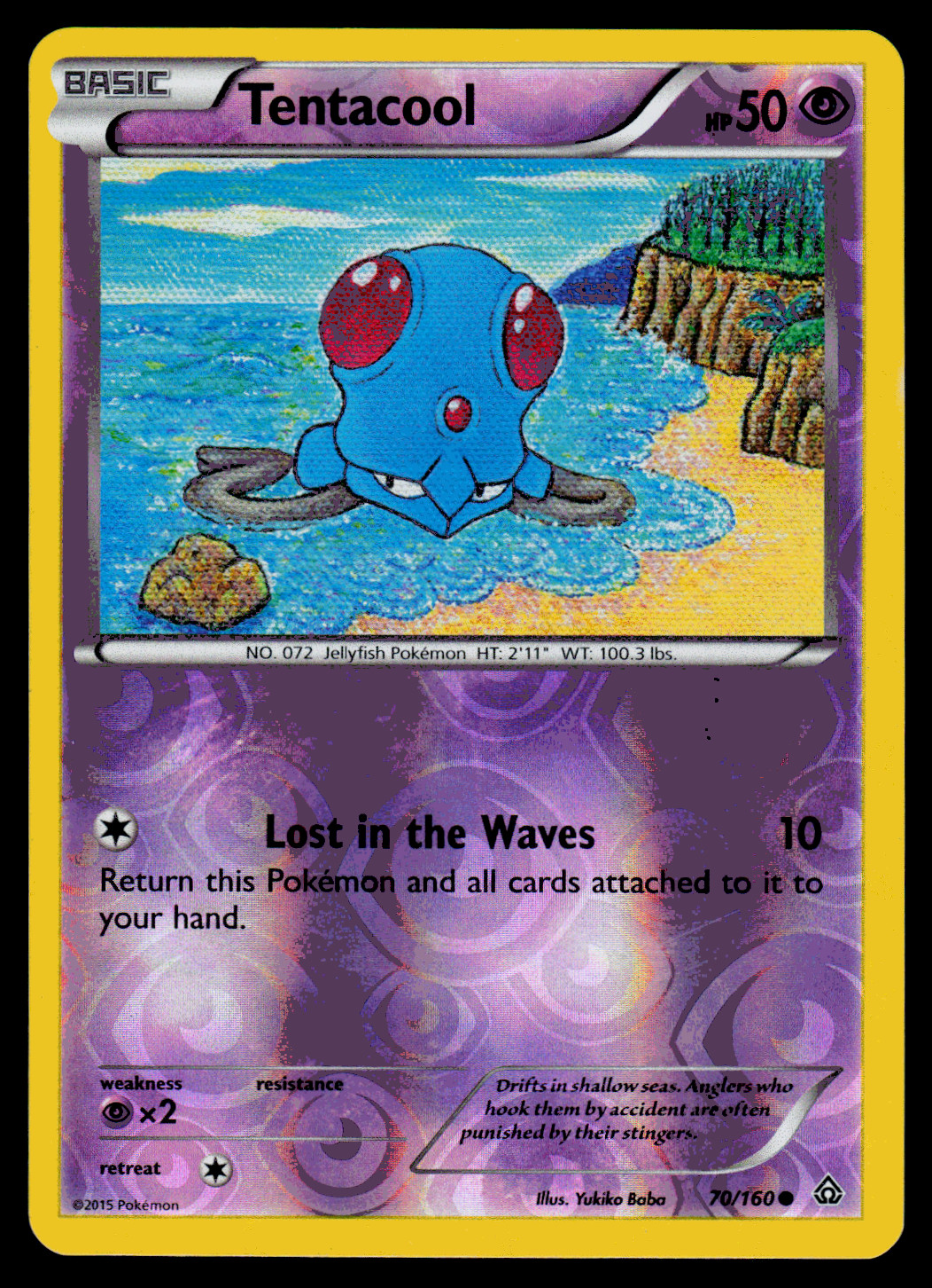 Pokemon - XY - Primal Clash Tentacool 70/160 Reverse Holo - NM
