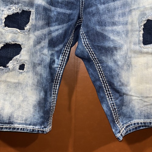 Rock Revival Scotte Distressed Ripped Stretch Jean Shorts Mens Size 40 - Picture 4 of 16