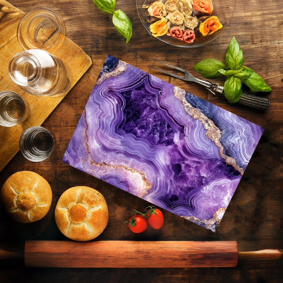 Tabla de cortar de vidrio de cocina de mármol de cristal amatista púrpura decoración para el océano G... Foto 2 de 4