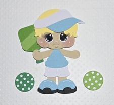 Pickleball Boy Blonde Hair. Scrapbook, Card Making Paper Piecing