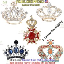Gorgeous Crown Brooches Pins for Women Unisex Shiny Glass Hat Gifts Jewelry