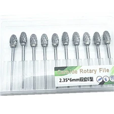 10Pc Dental Lab Polishing Bur E6 Drills Tungsten Steel Carbide Burs Burrs 2.35MM