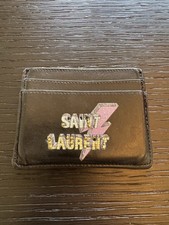 Saint Laurent Paris Gray Lightning Bolt card wallet Holder. Rarest Designs