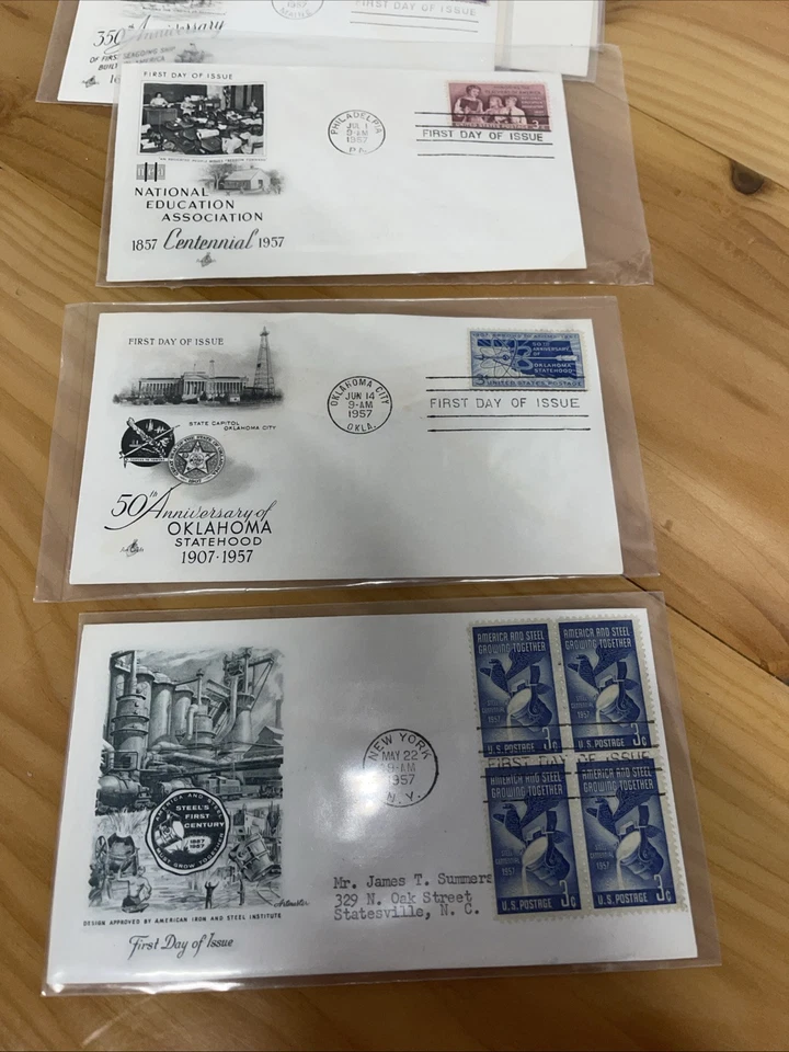 Lot Of 9 US Stamps FDC #1090, 92, 93, 95, 96, 1117, 19, 20, 1121, 3-4c 1957-58 - Image 2 of 4