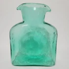 Vintage BLENKO Sea Green Art Glass Double Spout 8" WATER BOTTLE CARAFE #384 VGUC