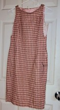 LAUNDRY by Shelli Segal pink, black, white, woven tweed sleeveless dress 