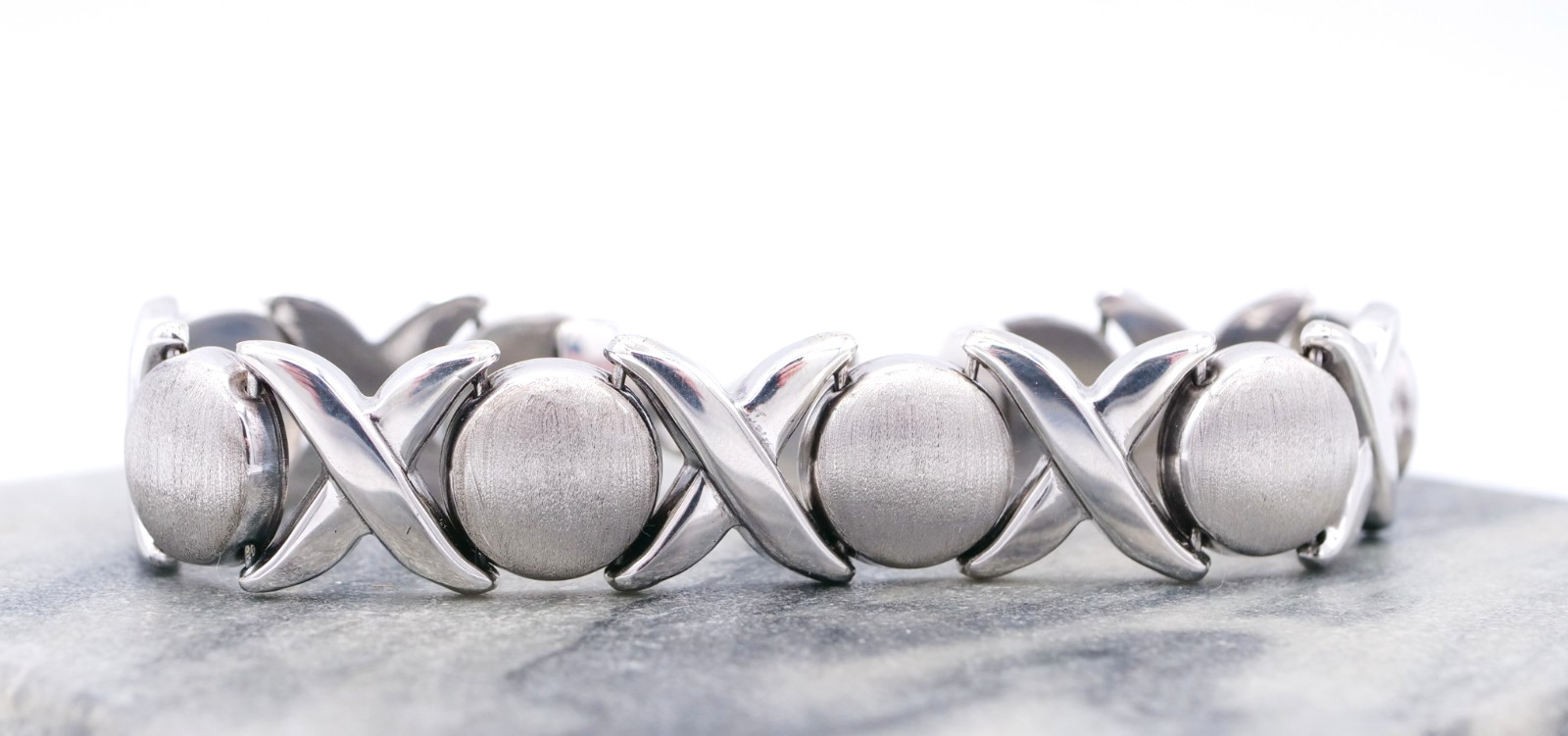 Sterling Silver 925 XOXO Large 14mm 7" Hugs and Kisses Polished Ladies Bracelet