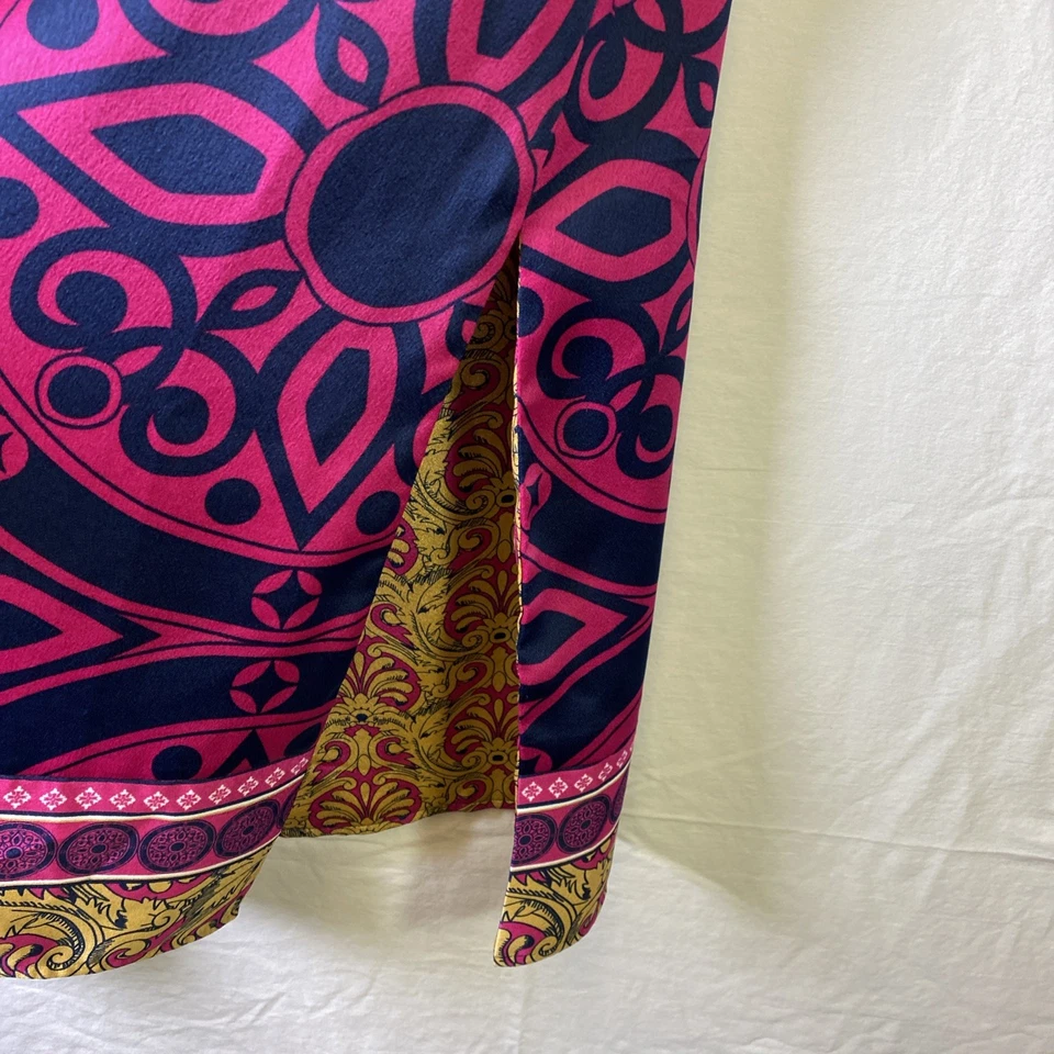 Chicos Womens - Size 1 (Small/Med) - Reversible Printed Kimono Magenta Navy Gold - Image 2 of 4