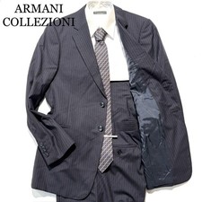 ARMANI COLLEZIONI Suit Set Up Navy Stripe Vintage Auth From Japan