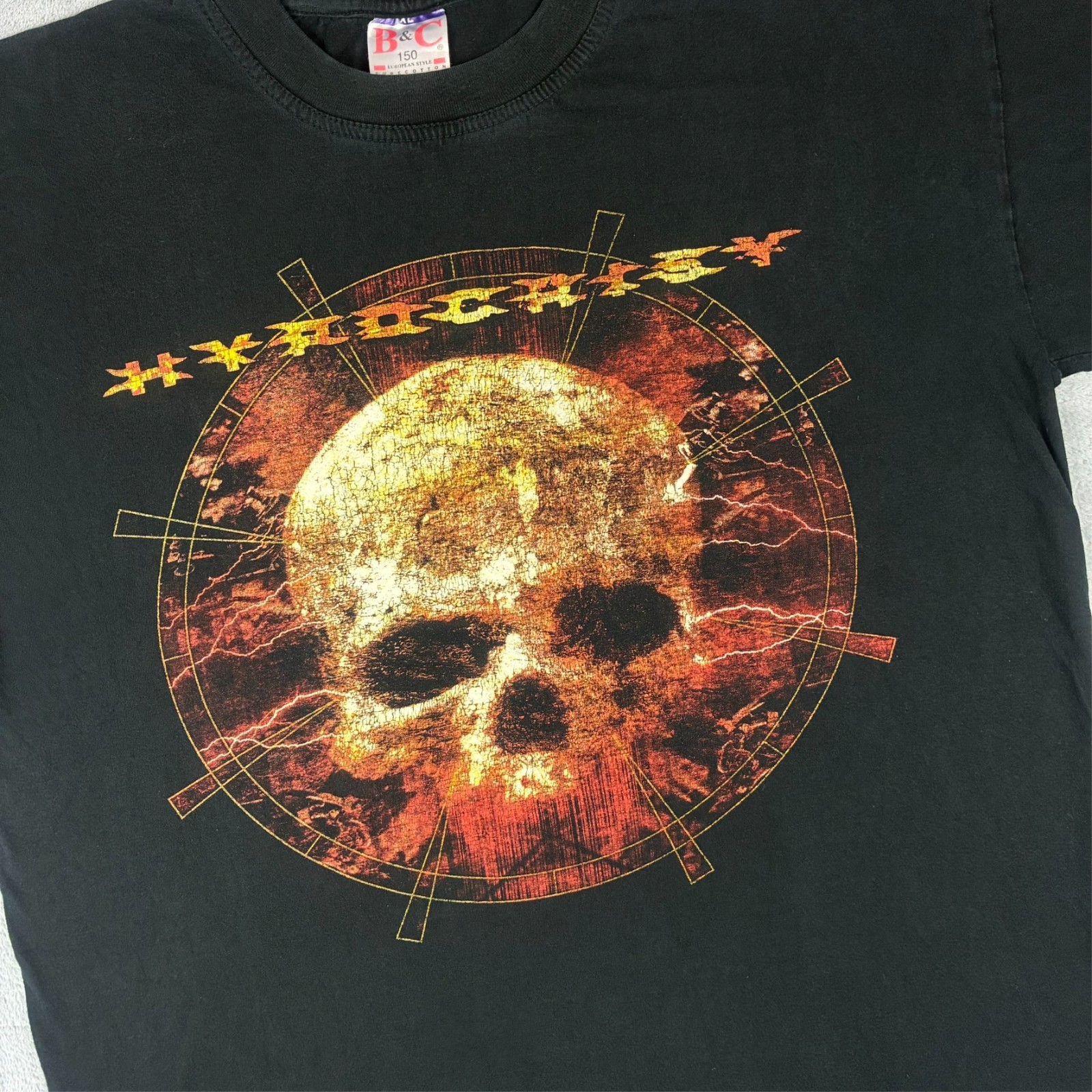 Vintage B&C Hypocrisy 2000's Into The Abyss Skull Graphic Black XL Band T-Shirt image 3